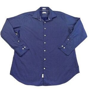 Peter Millar Mens XL Navy Blue Geometric Arrow Print Cotton Button Down Shirt